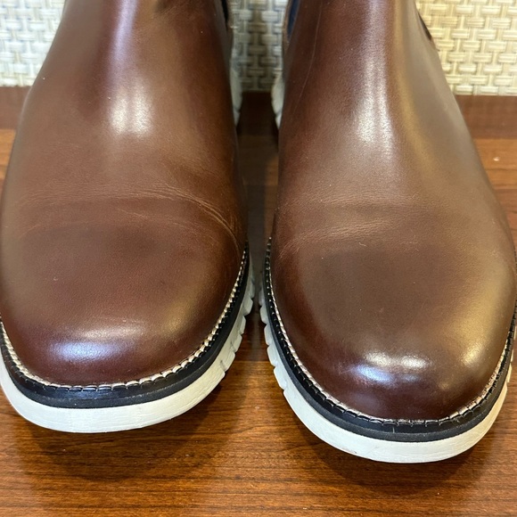 🌟2xHP🌟Cole Haan Zerogrand Waterproof Chelsea Boots Brown Bourbon Leather C30164 - Picture 3 of 11